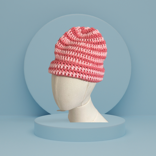 Pink Ripple Stripe Beanie-Kids - Klassy Kreations